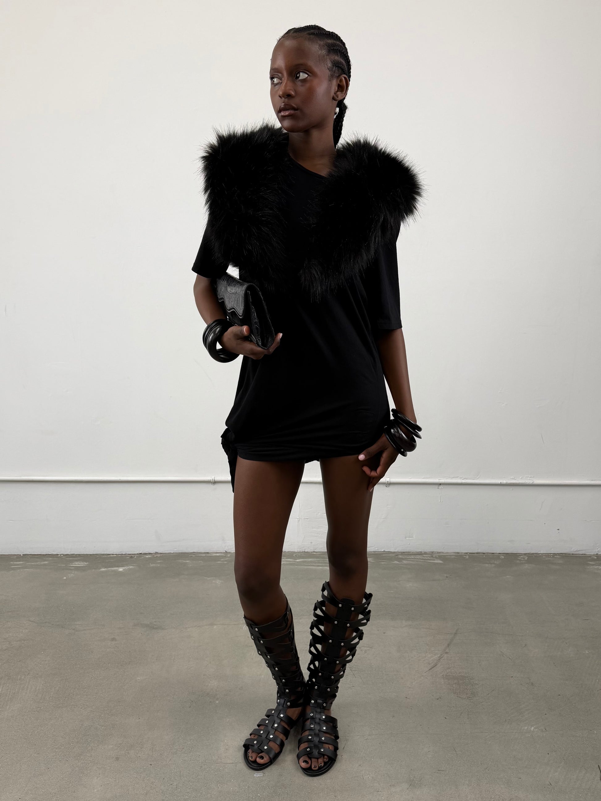‘Esme’ Black Fur Stole