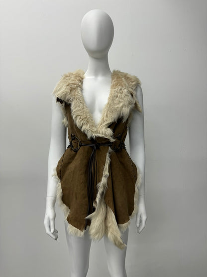 'Imke' Suede and Fur Vest