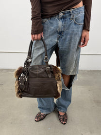 ‘Sara’ Italian Leather &amp; Fur Handbag