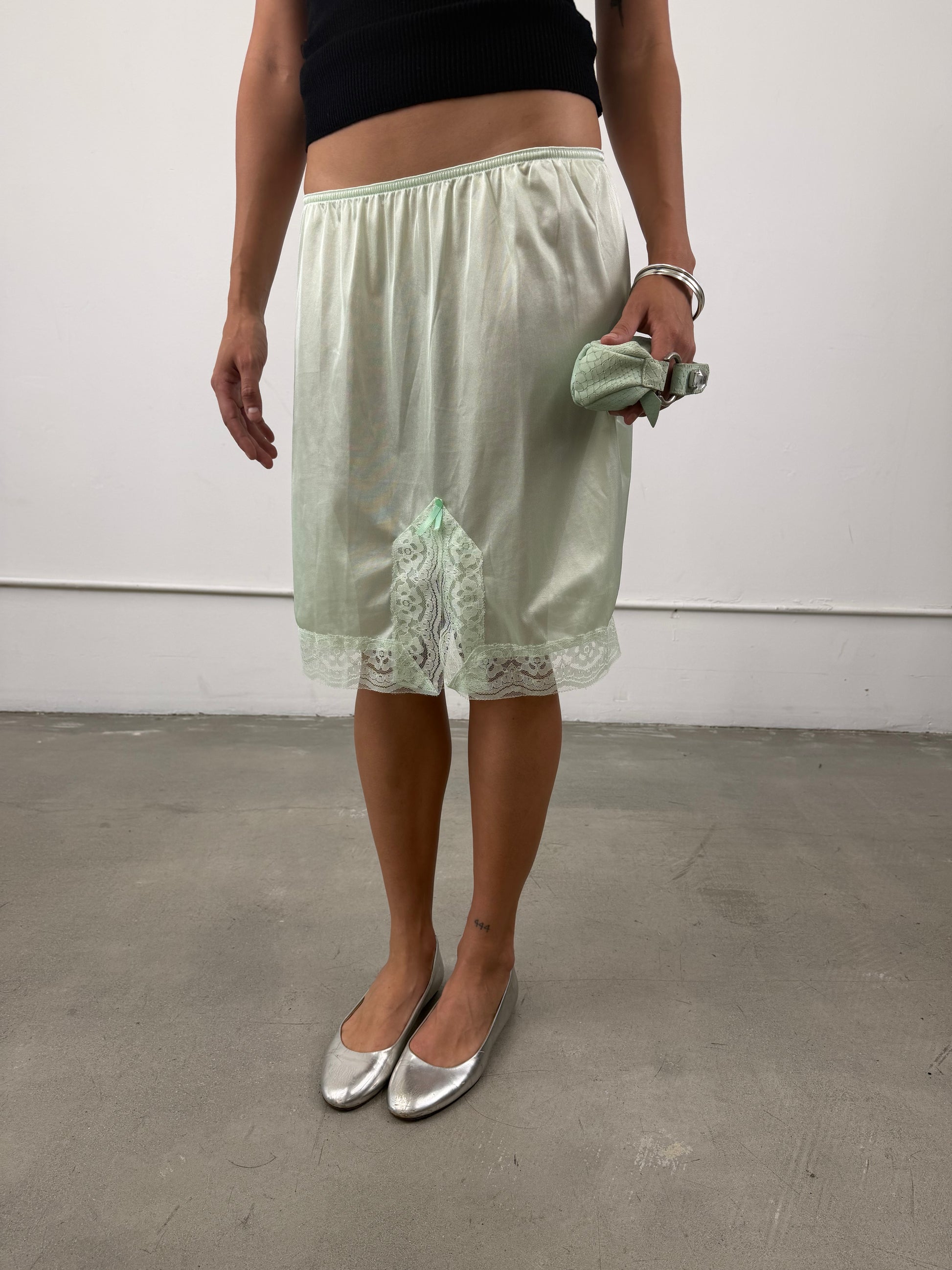 ‘Odessa’ Mint Lace Slip Skirt