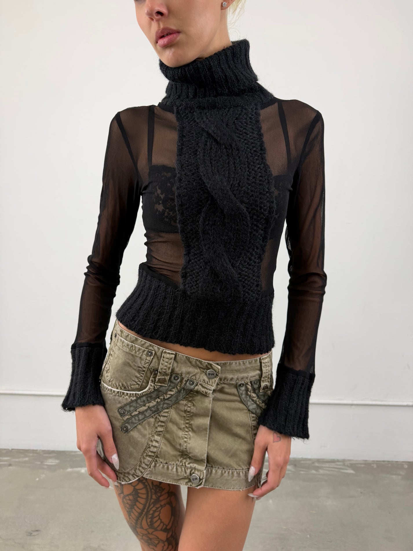 'Zephyra' Mesh Knit Top