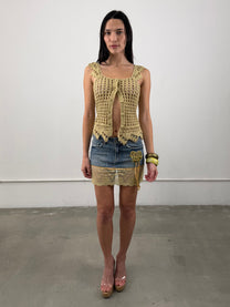 1of1 By 925 Denim Lace Mini Skirt