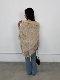 ‘Stasia’ Rabbit Fur Poncho