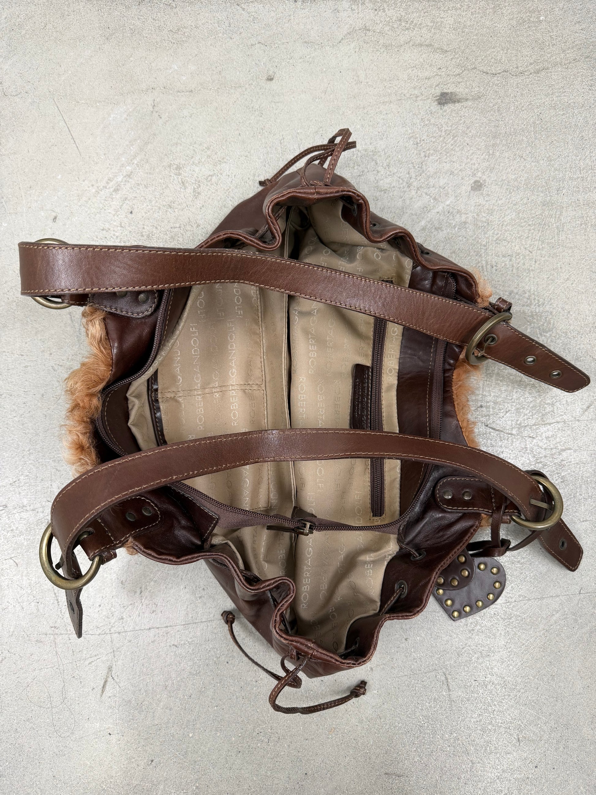 ‘Nara’ Italian Fur Leather Bag