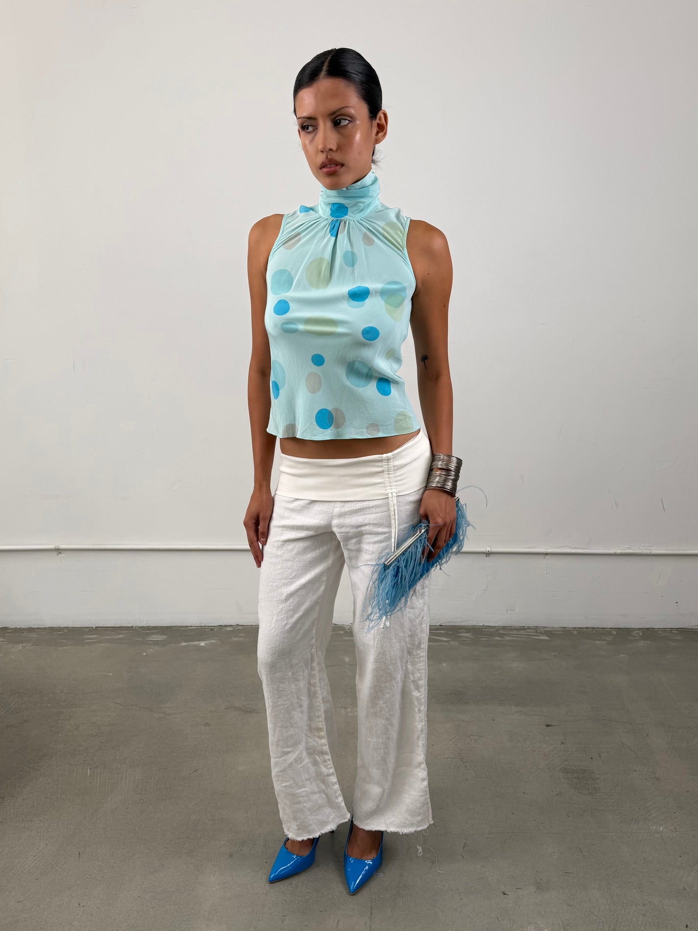 ‘Veya’ Silk Polka Dot Top