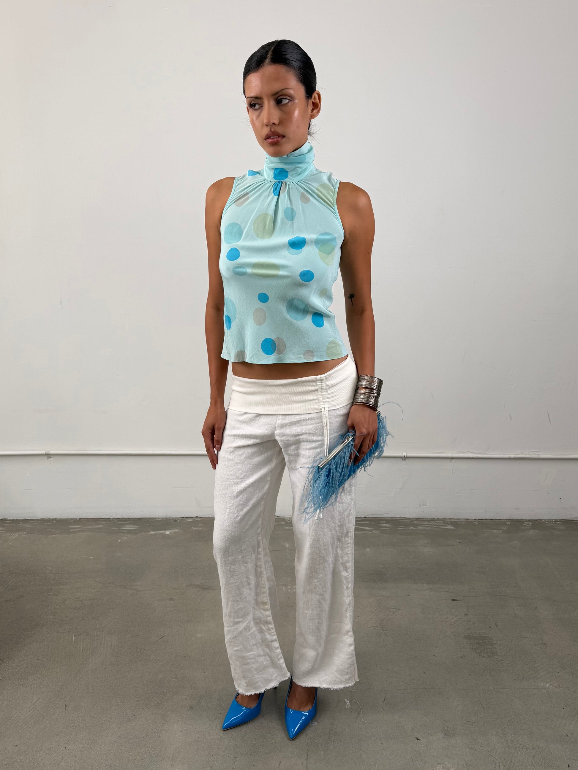 ‘Veya’ Silk Polka Dot Top