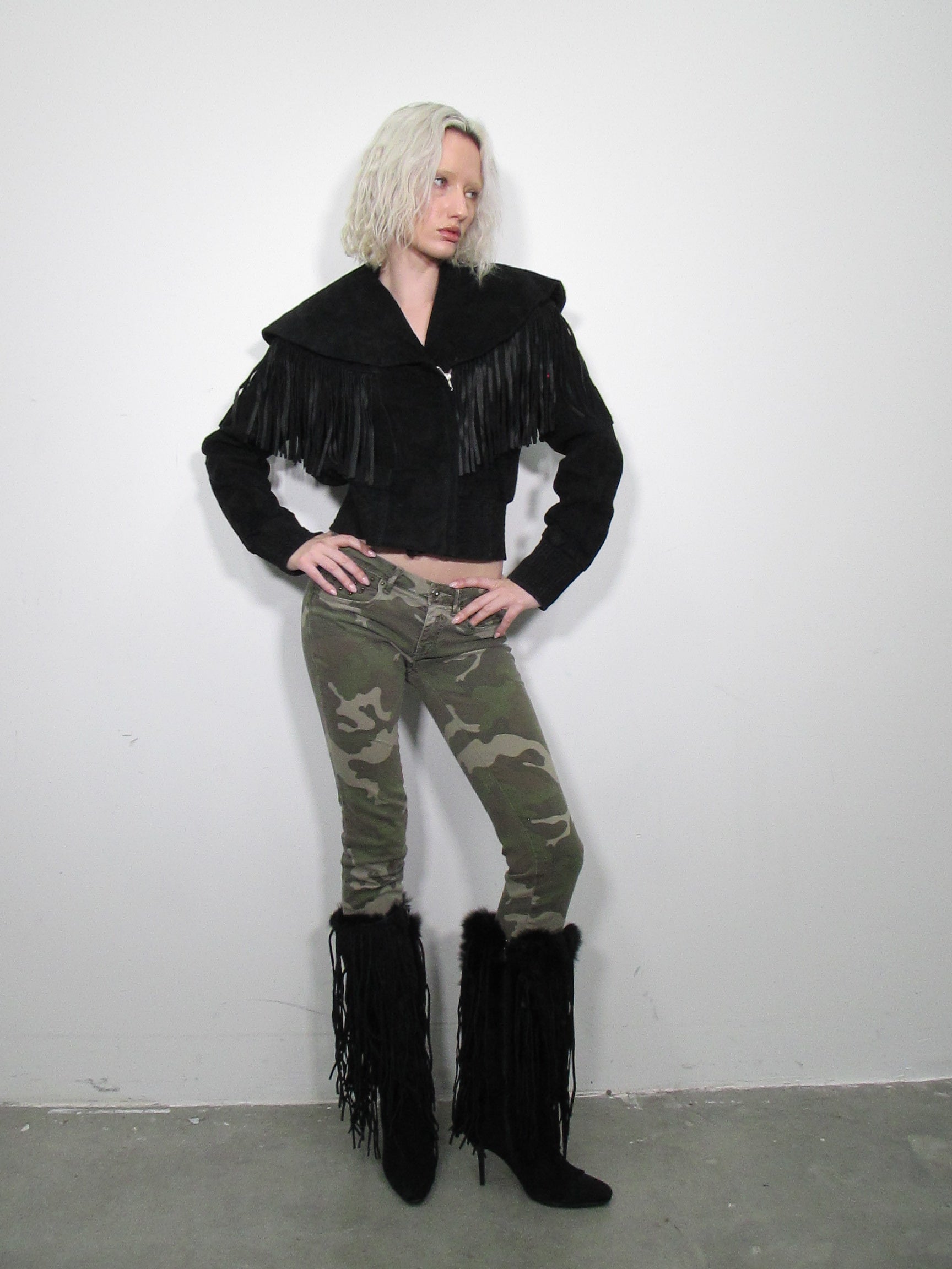 ‘Sotiria’ Fringe Leather Jacket