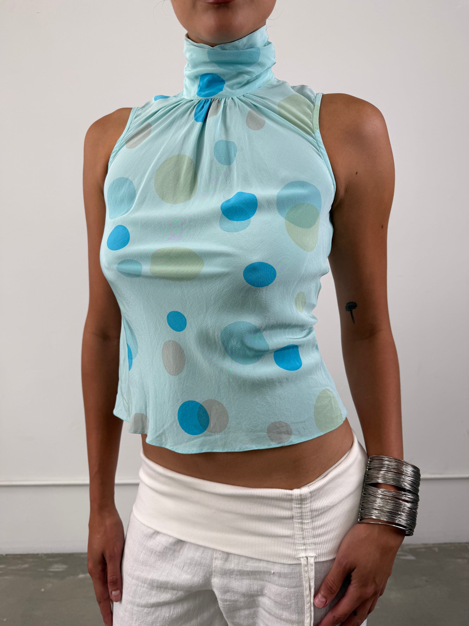‘Veya’ Silk Polka Dot Top