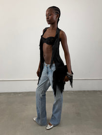 'Nausicaa' Leather Fringe Vest