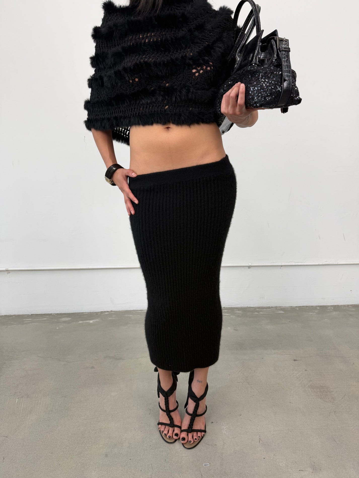 ‘Haide’ Cashmere Ribbed Skirt