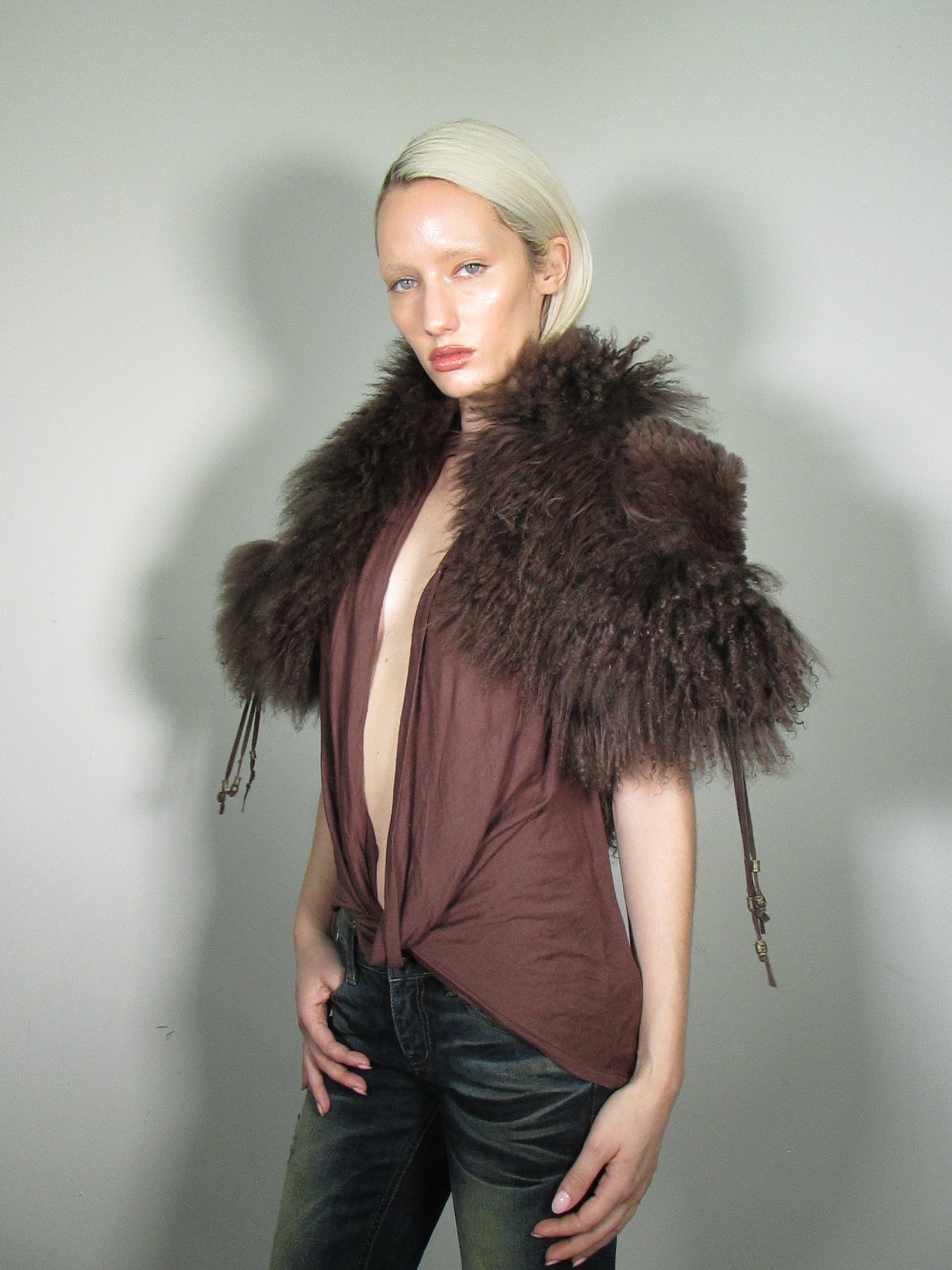 ‘Nylah’ Rabbit &amp; Mongolian Vest