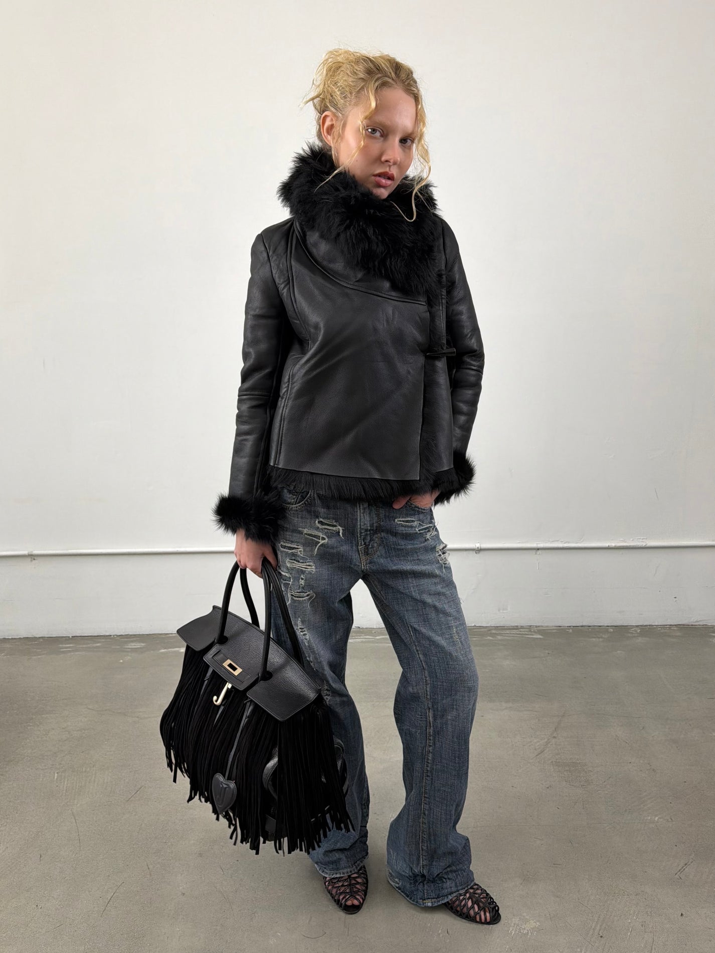 ‘Echo’ Leather &amp; Fur Jacket