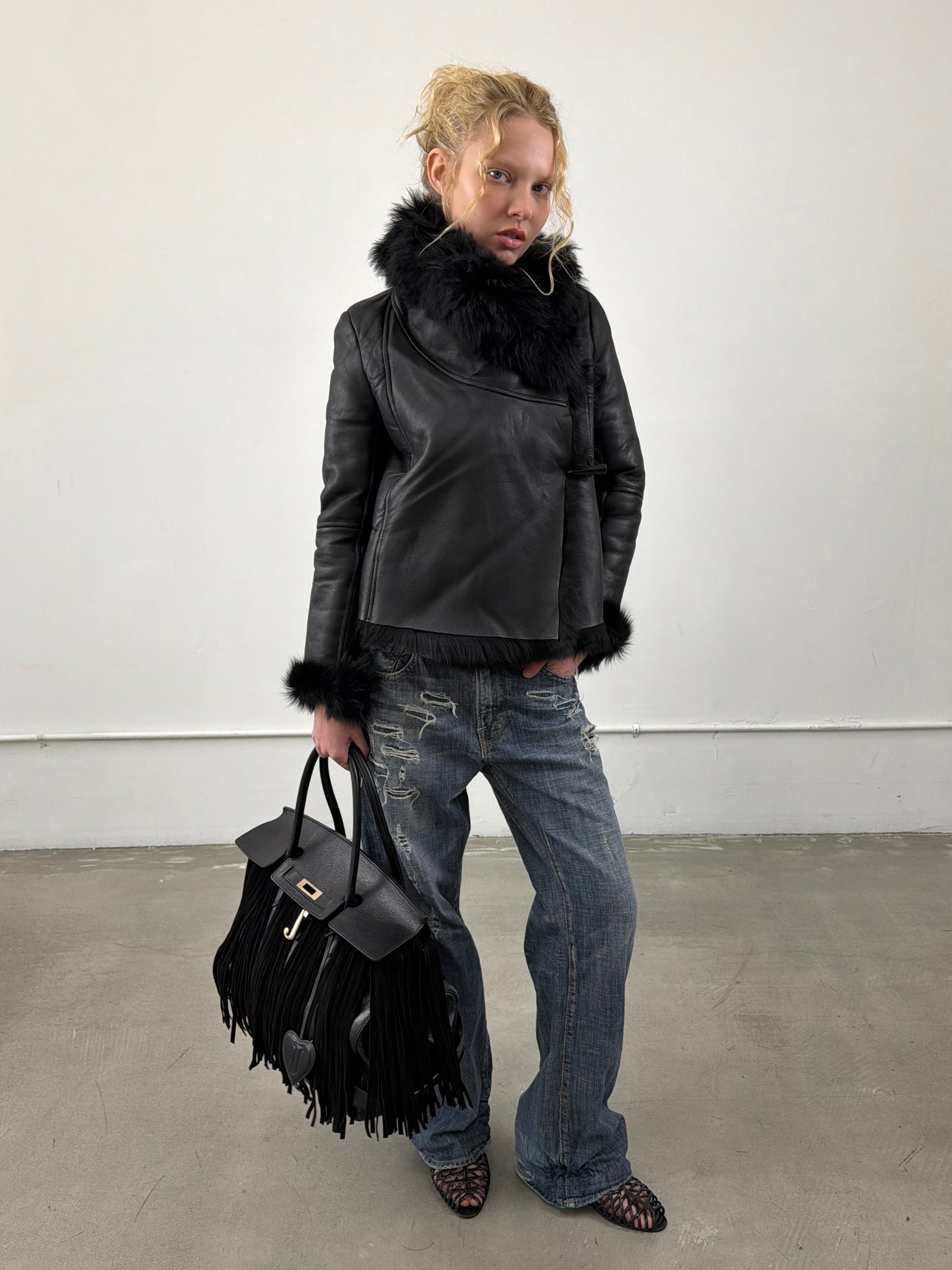 ‘Echo’ Leather &amp; Fur Jacket