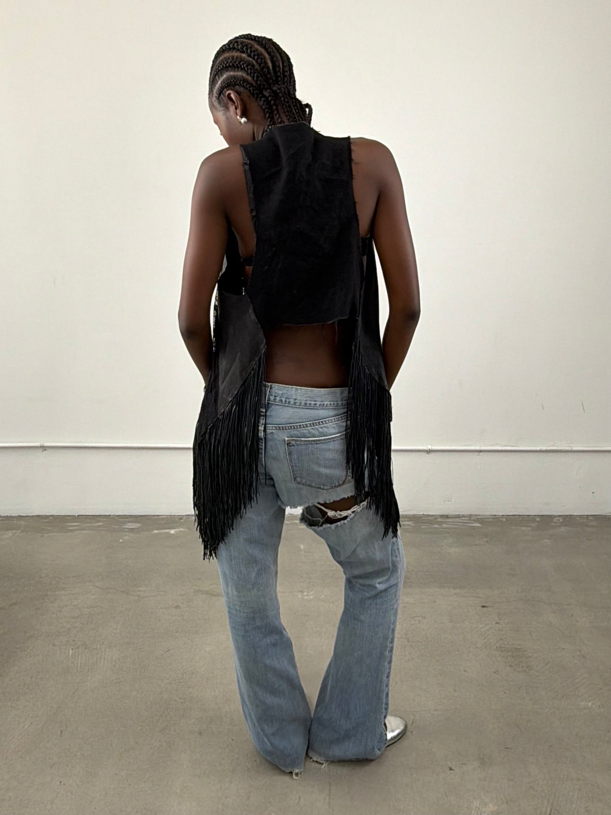 'Nausicaa' Leather Fringe Vest