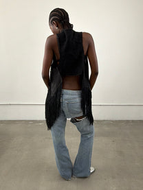 'Nausicaa' Leather Fringe Vest