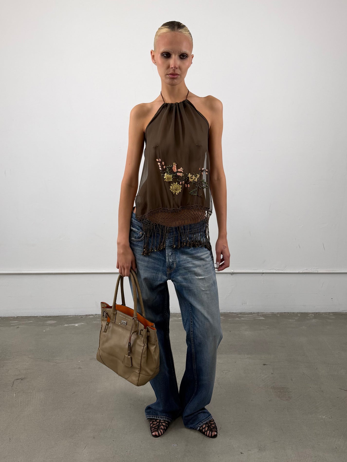 'Harlow' Japanese Olive Leather Handbag