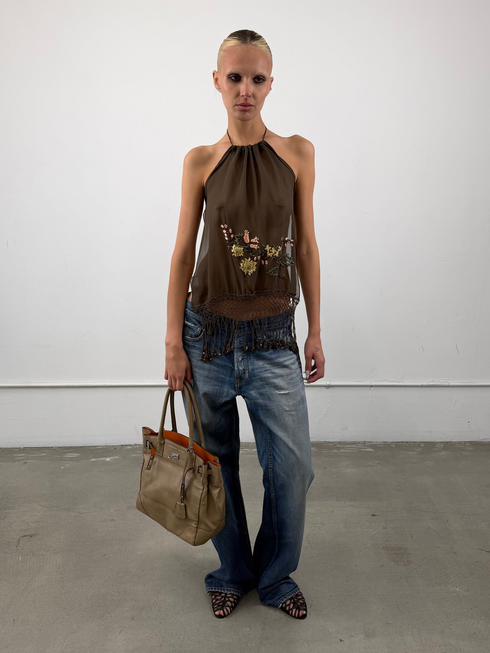 'Harlow' Japanese Olive Leather Handbag