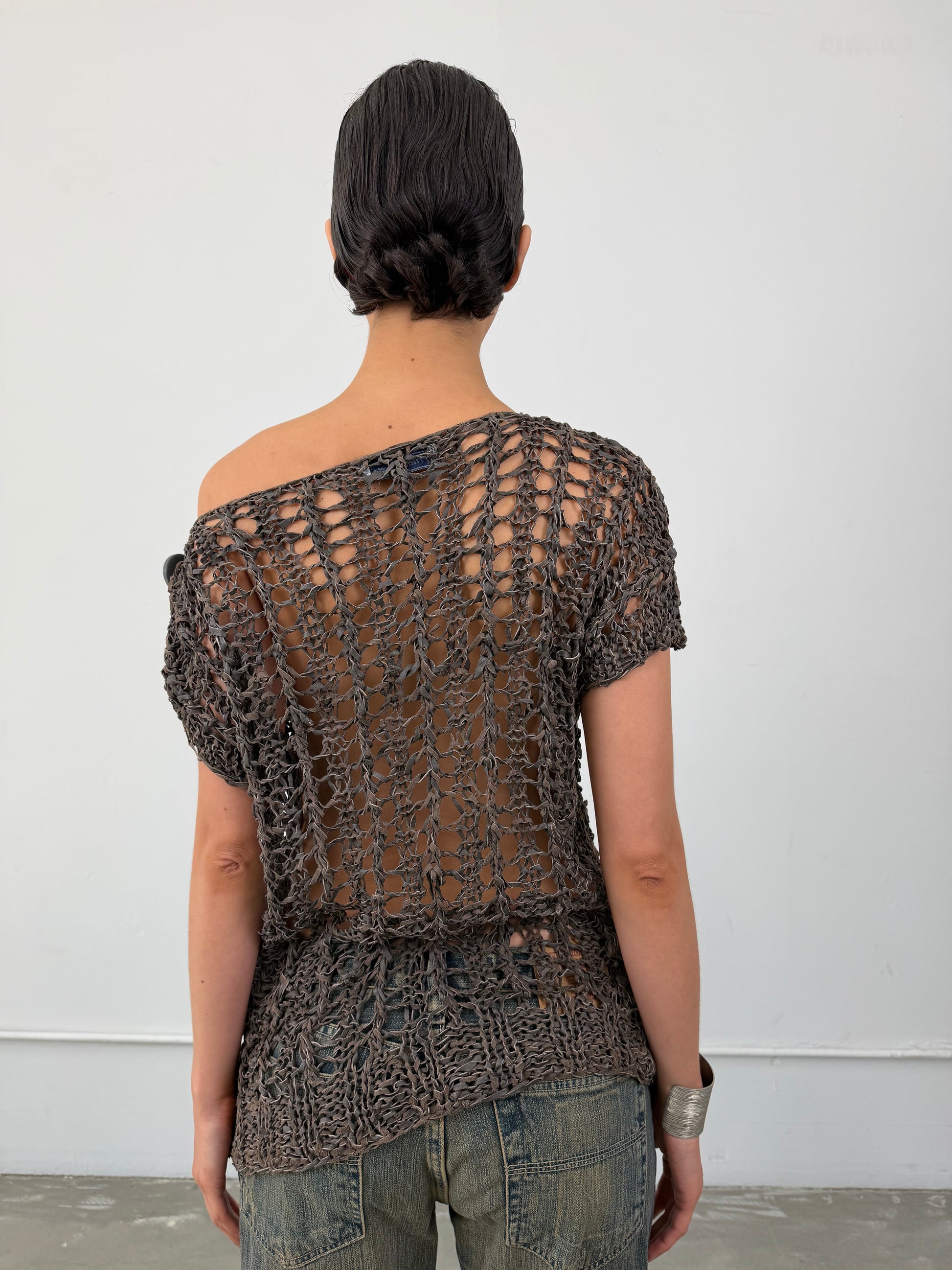 ‘Byrony’ Leather Crochet Top