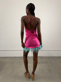 1of1 By 925 Ostrich Feather Slip Dress