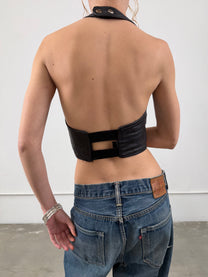 ‘Aster’ Leather Halter Top