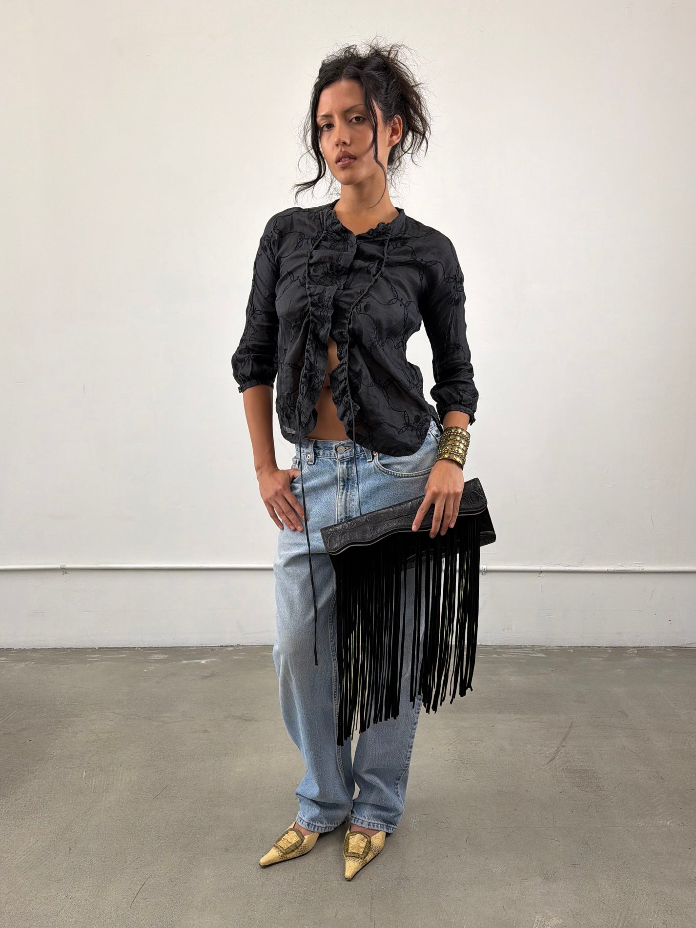 1of1 By 925 Embossed Fringe Clutch