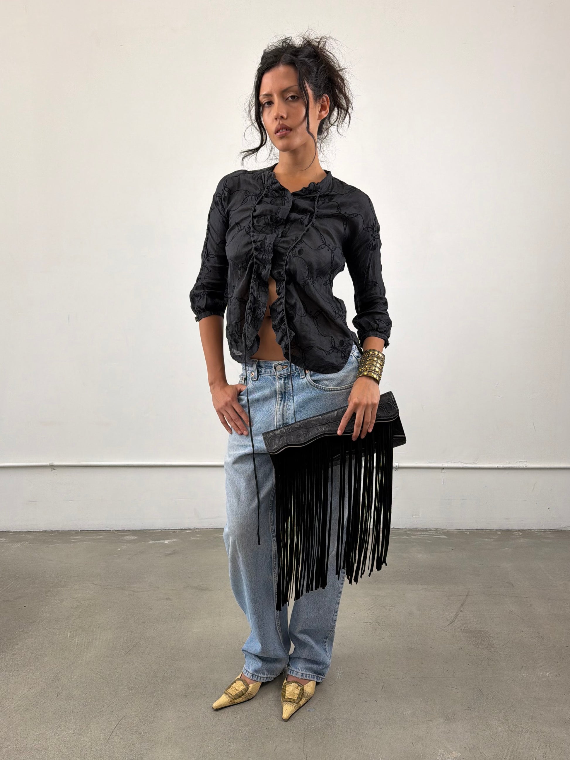 1of1 By 925 Embossed Fringe Clutch