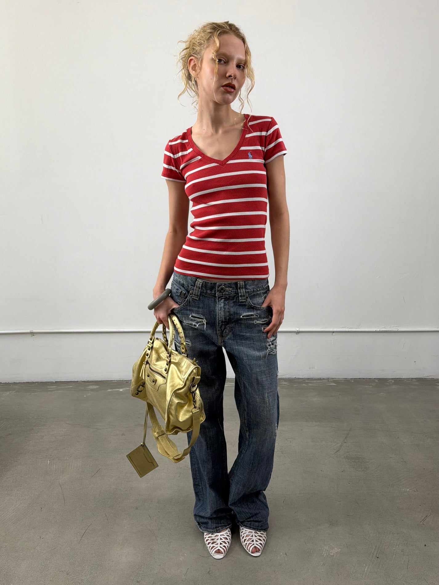 ‘Cosima’ Gold Metallic Leather Bag