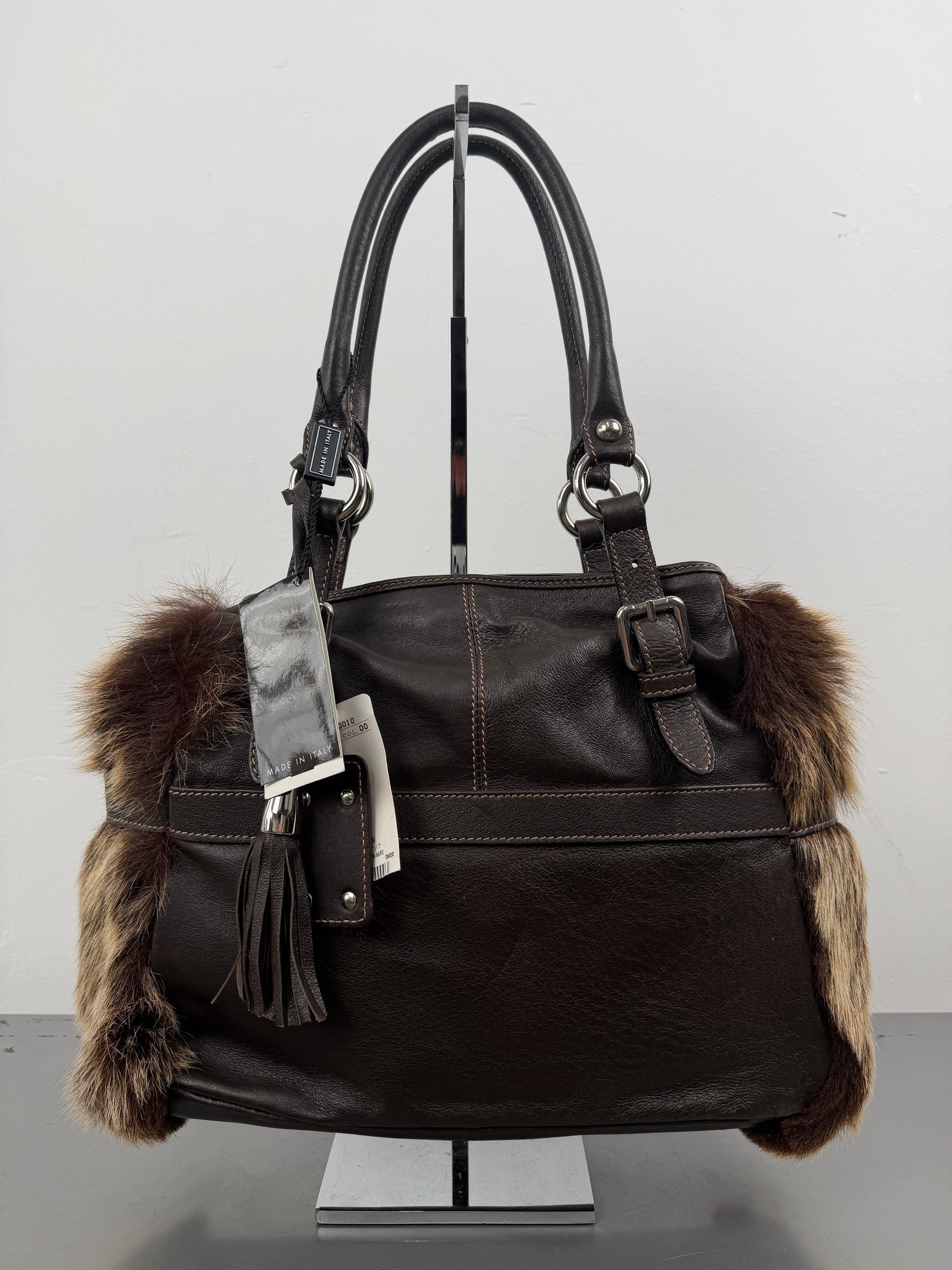 ‘Sara’ Italian Leather &amp; Fur Handbag