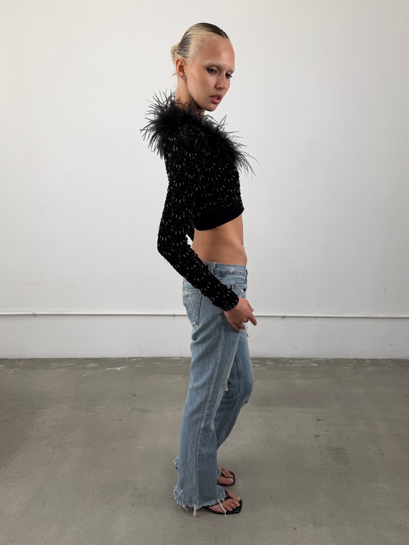 Betsey Johnson Ostrich Feather Top