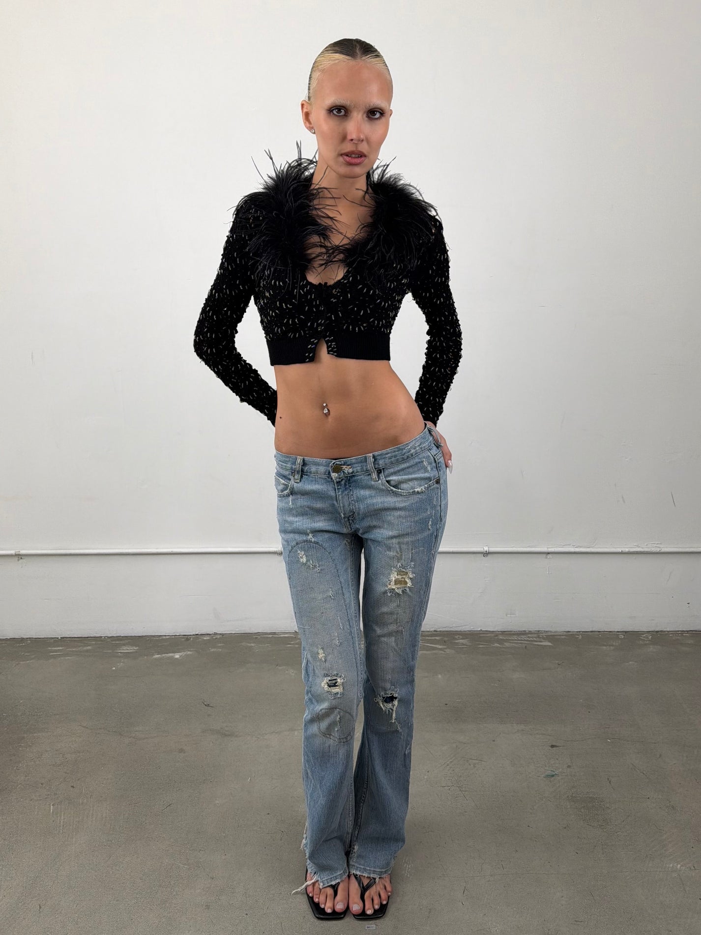 Betsey Johnson Ostrich Feather Top