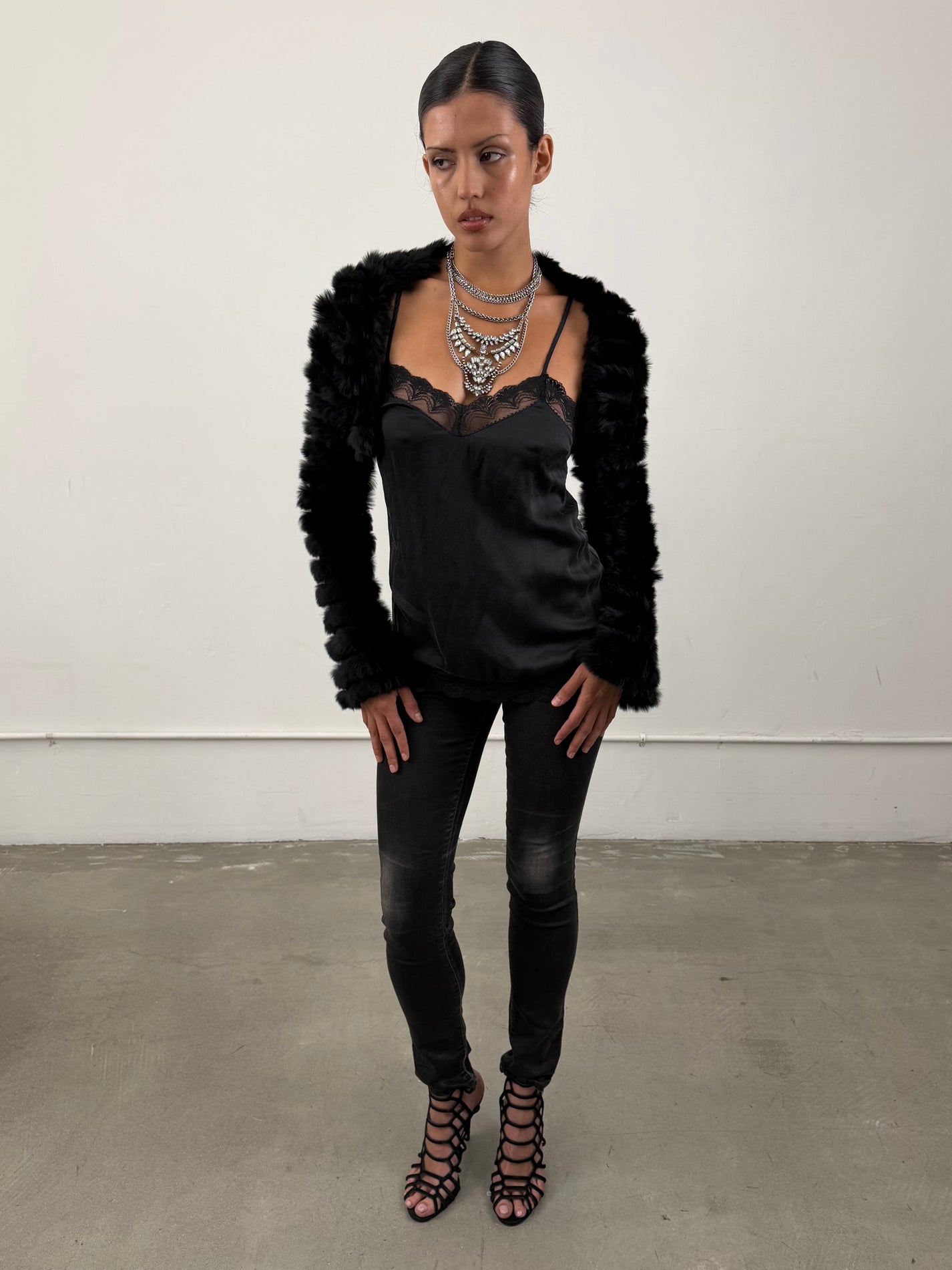 'Odalis' Rabbit Fur Bolero