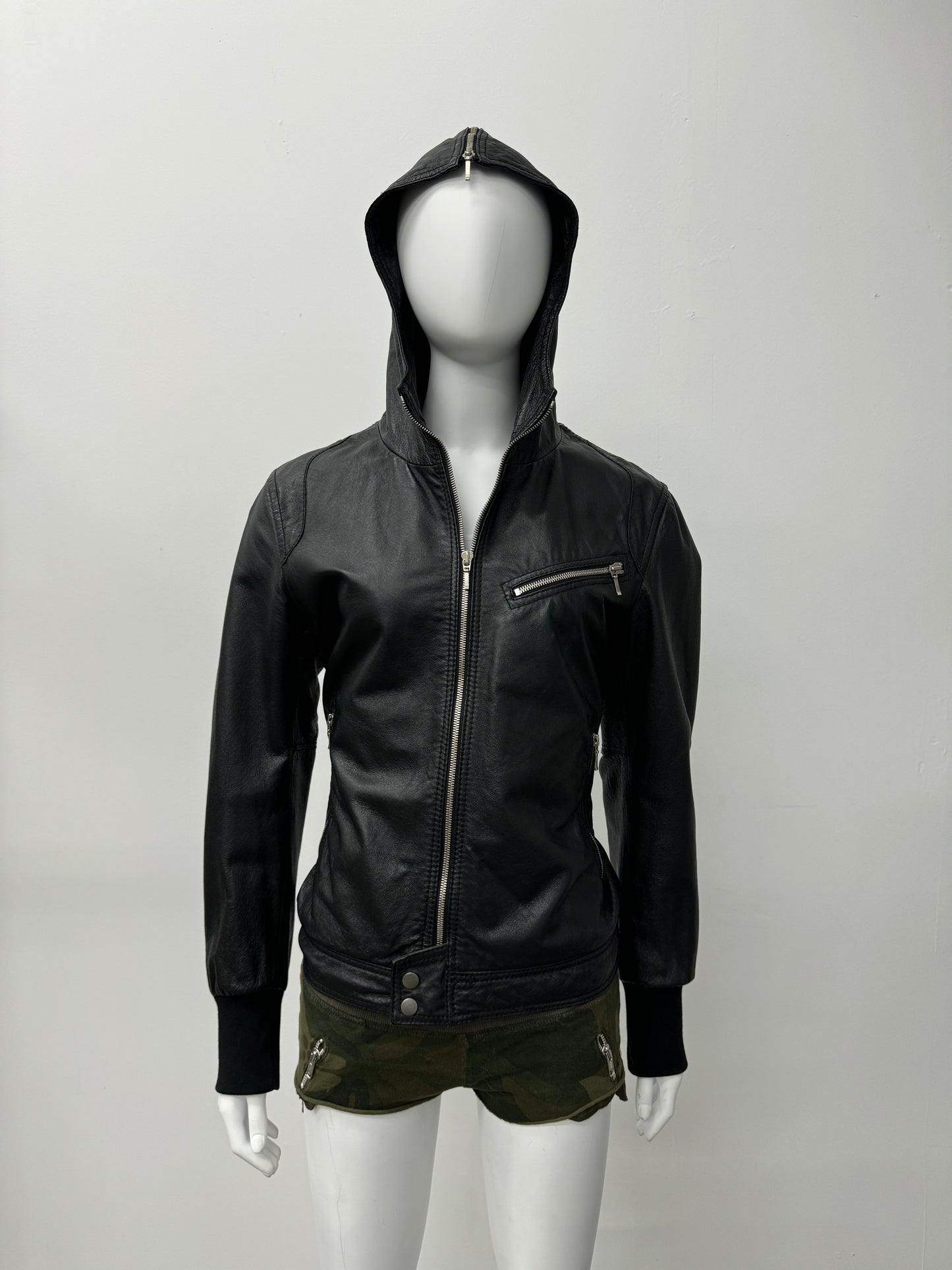 'Marloes' Hooded Leather Jacket