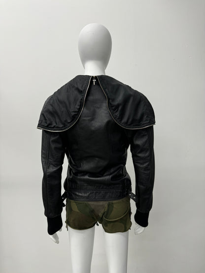 'Marloes' Hooded Leather Jacket